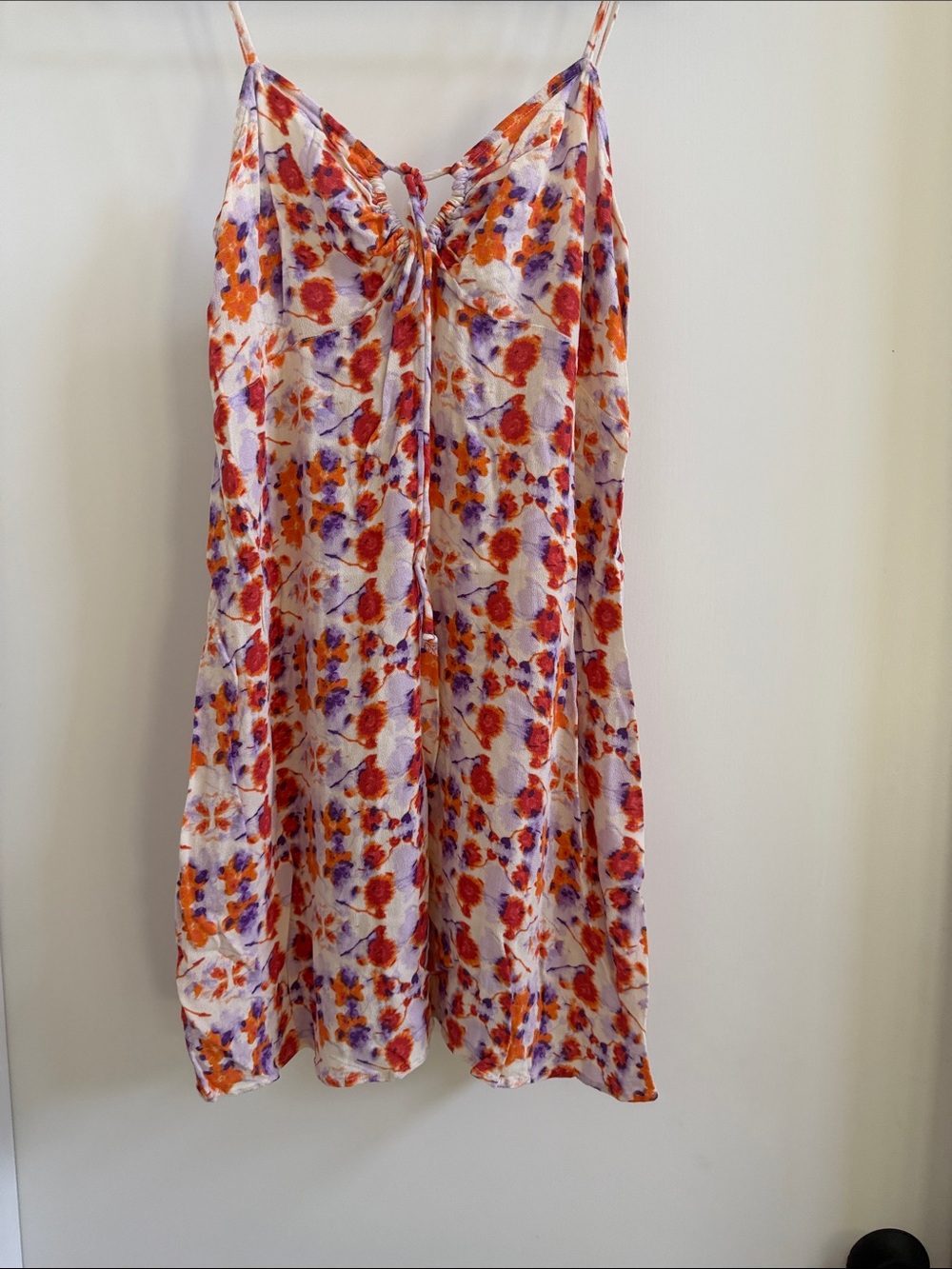 aerie Floral Mini Dress in Orange and Purple